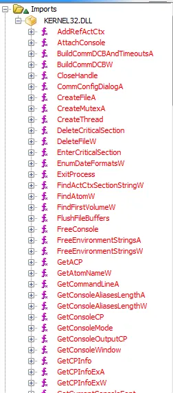 kernel32.dll imports